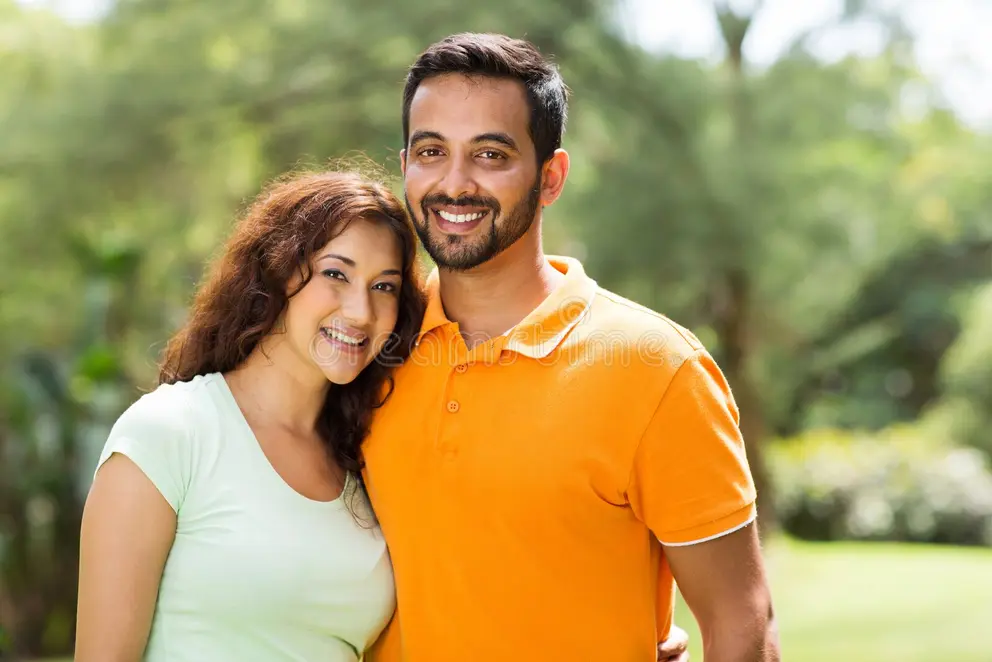 The couple outdoors